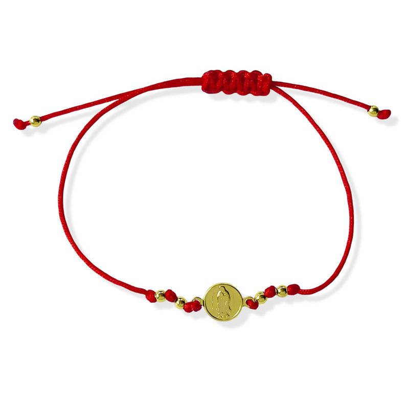 Pulsera Virgen Guadalupe Cordón Rojo  Enchapado Oro 18K-0