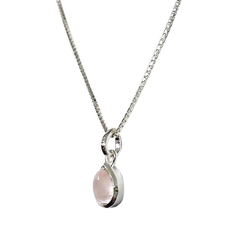Collar Meena Gota Cuarzo Rosa Plata Fina 925-1