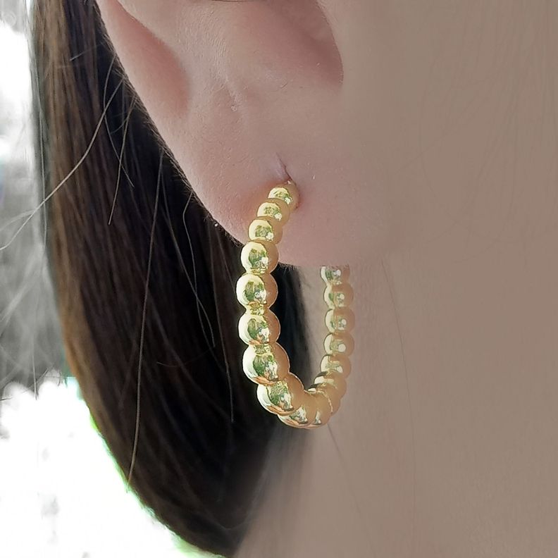 Aros Argolla Bolitas 22mm Enchapado Oro 18K-1