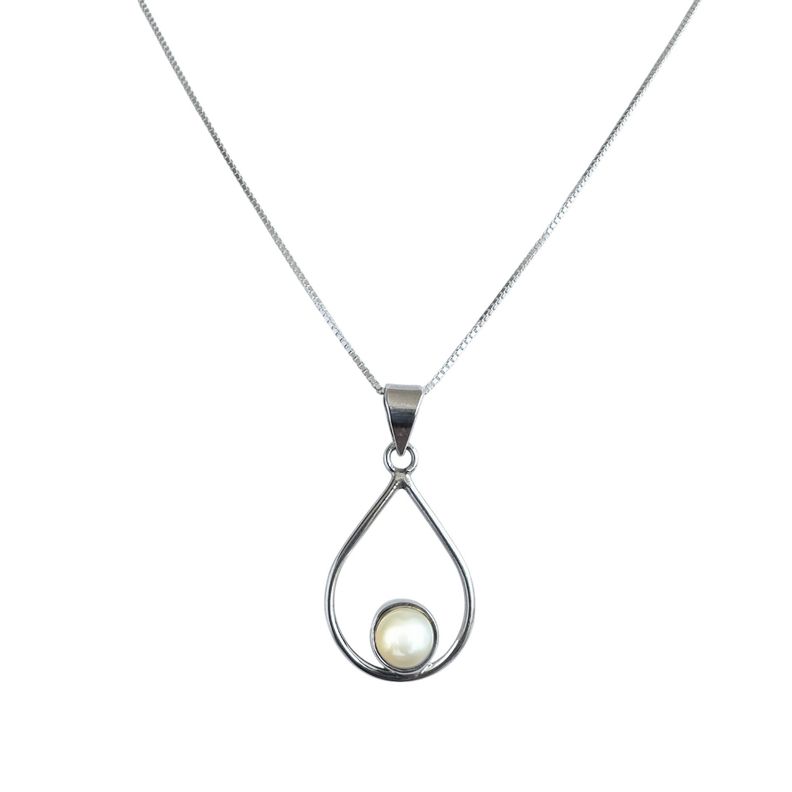 Collar Gota Calada Perla De Río Plata Fina 925-2