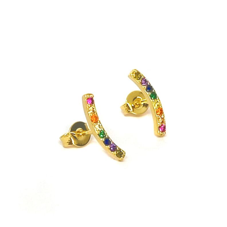 Aros Trepadores Circón Colores Enchapado Oro 18K-0