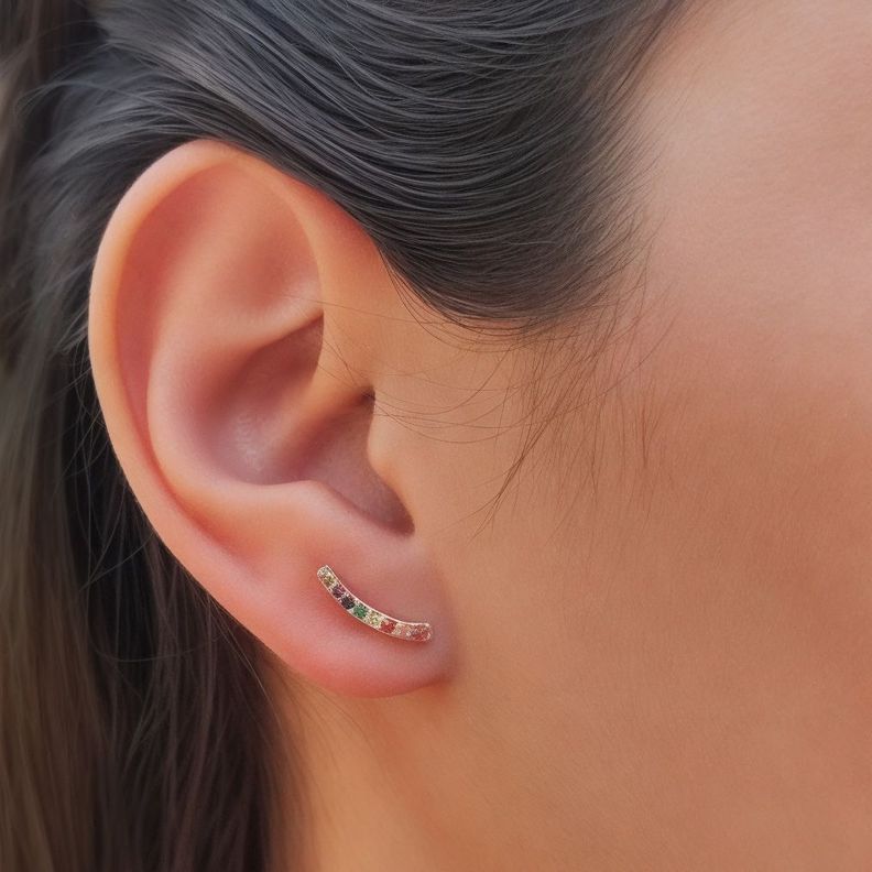 Aros Trepadores Circón Colores Enchapado Oro 18K-2