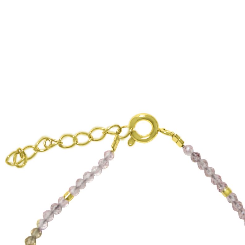 Pulsera Cuarzo Rosa Mostacilla Enchapado Oro 18K-2