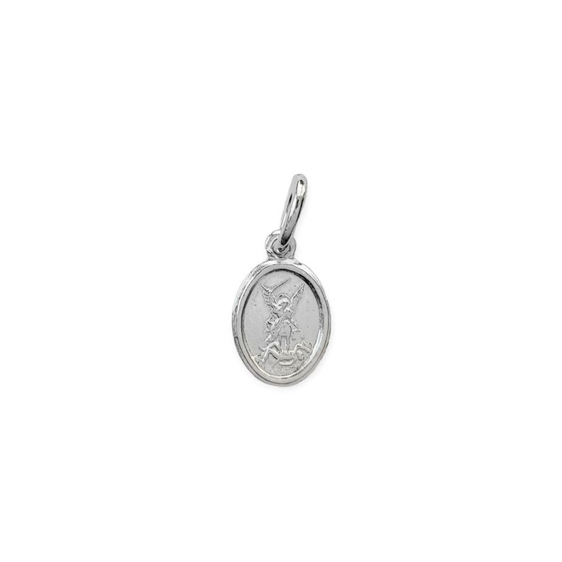 Colgante Medalla San Miguel Arcangel Mini 7mm Plata Fina 925