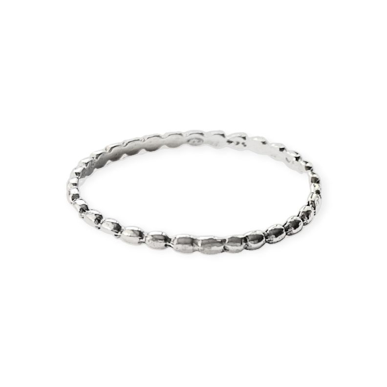 Anillo Argolla Fina Bolitas Plata Fina 925-0
