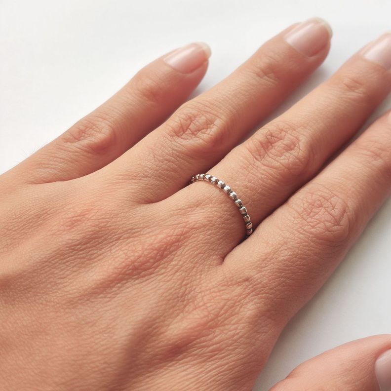 Anillo Argolla Fina Bolitas Plata Fina 925-1