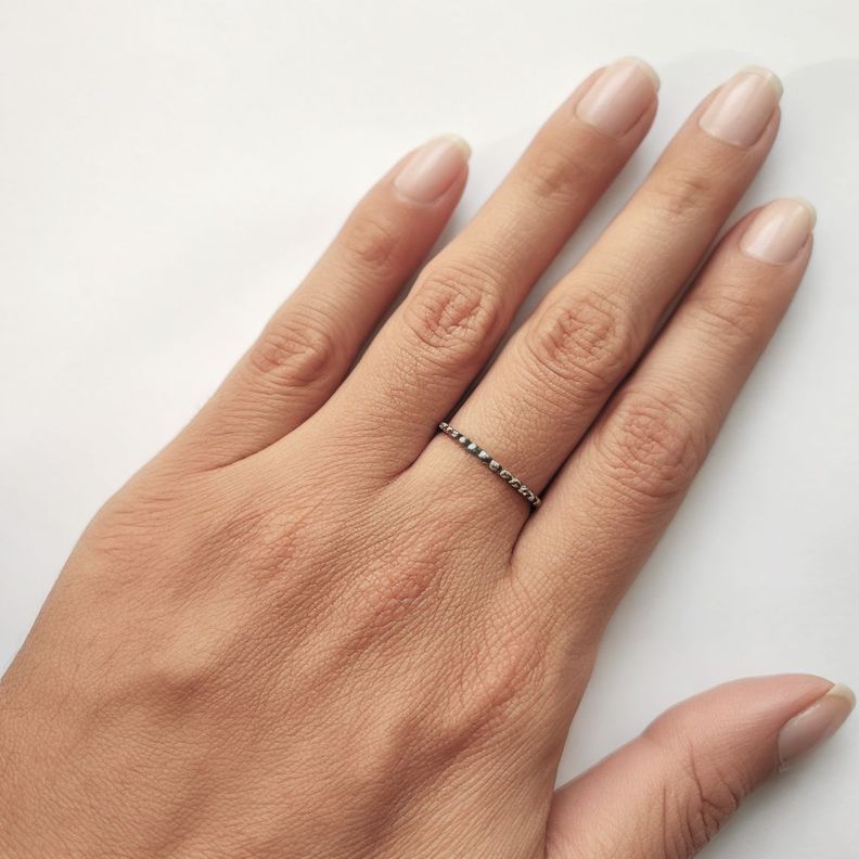 Anillo Argolla Fina Bolitas Plata Fina 925-2