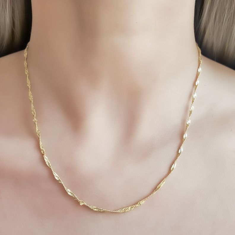 Cadena Singapur Grueso Enchapado Oro 18K-1