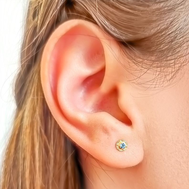 Aros Abridores Bebé Circón 4mm Laminado Oro 18K-2