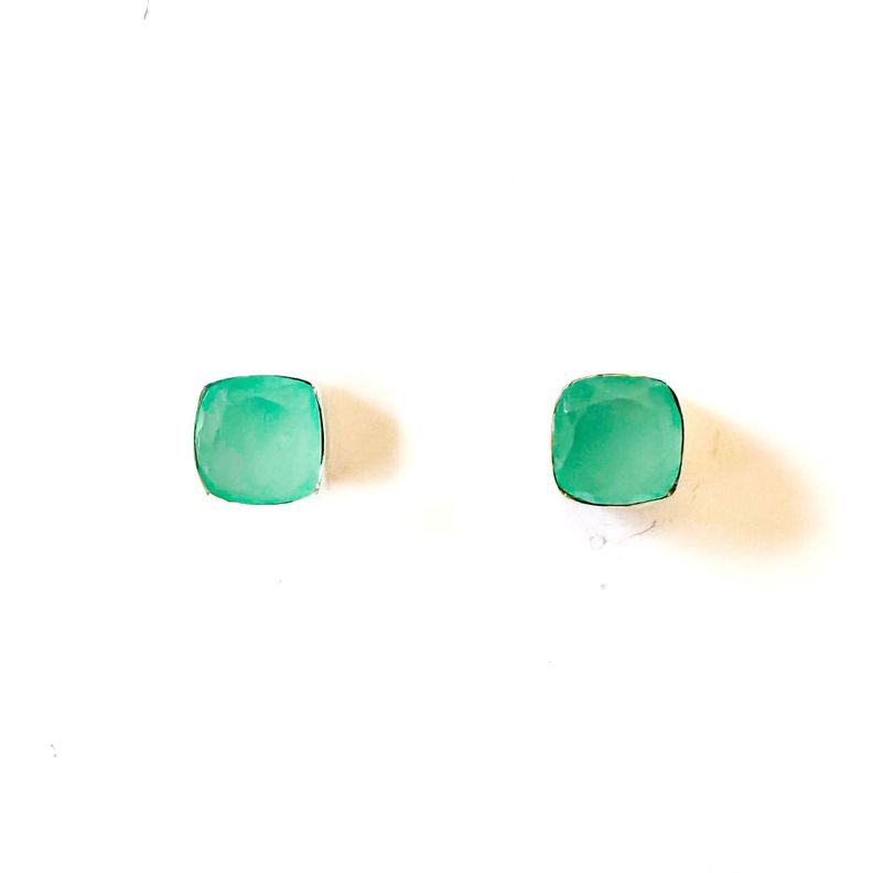 Aros Cuadrado Calcedonia Facetado 7mm Plata Fina 925-0