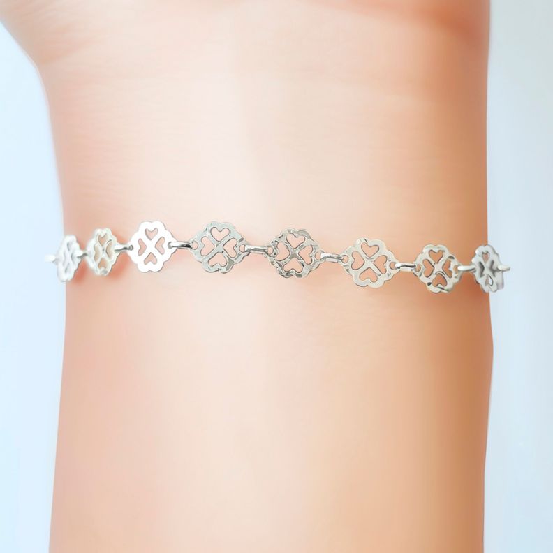 Pulsera Trébol Mini Plata Fina 925 -2