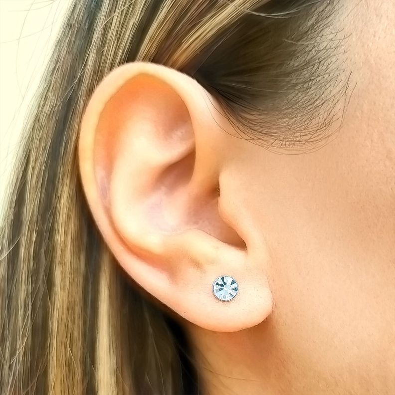 Aros Cristal Blanco 5mm Plata Fina 925-0
