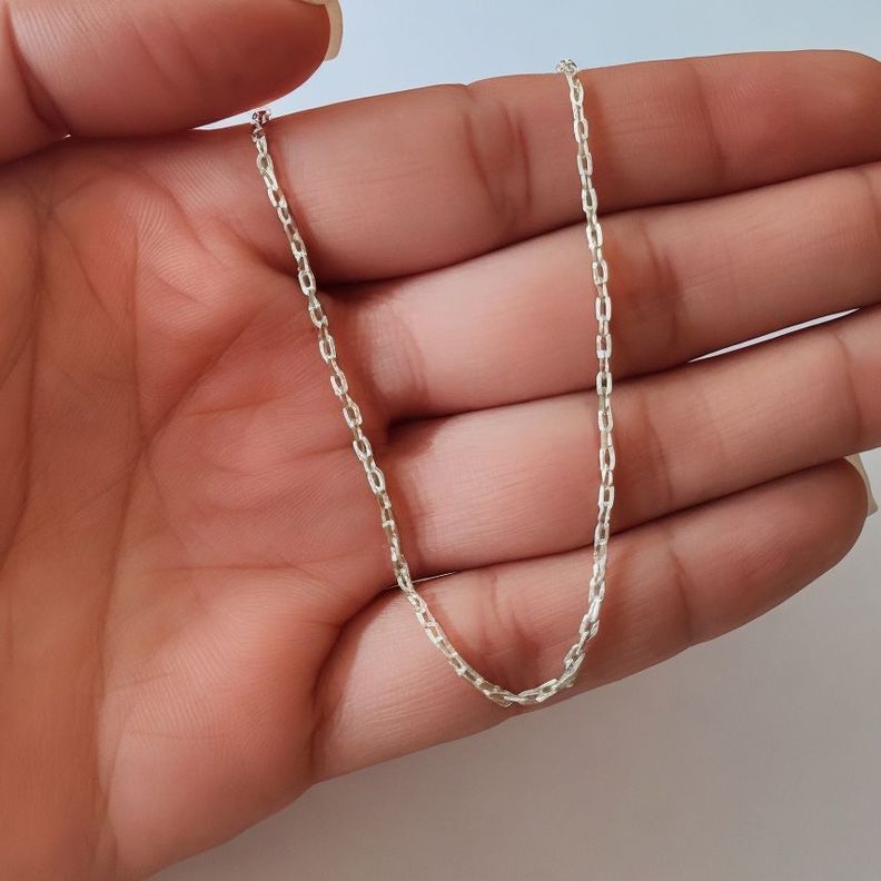 Cadena Eslabón 3x2mm Limada 50cm Plata Fina 925-2