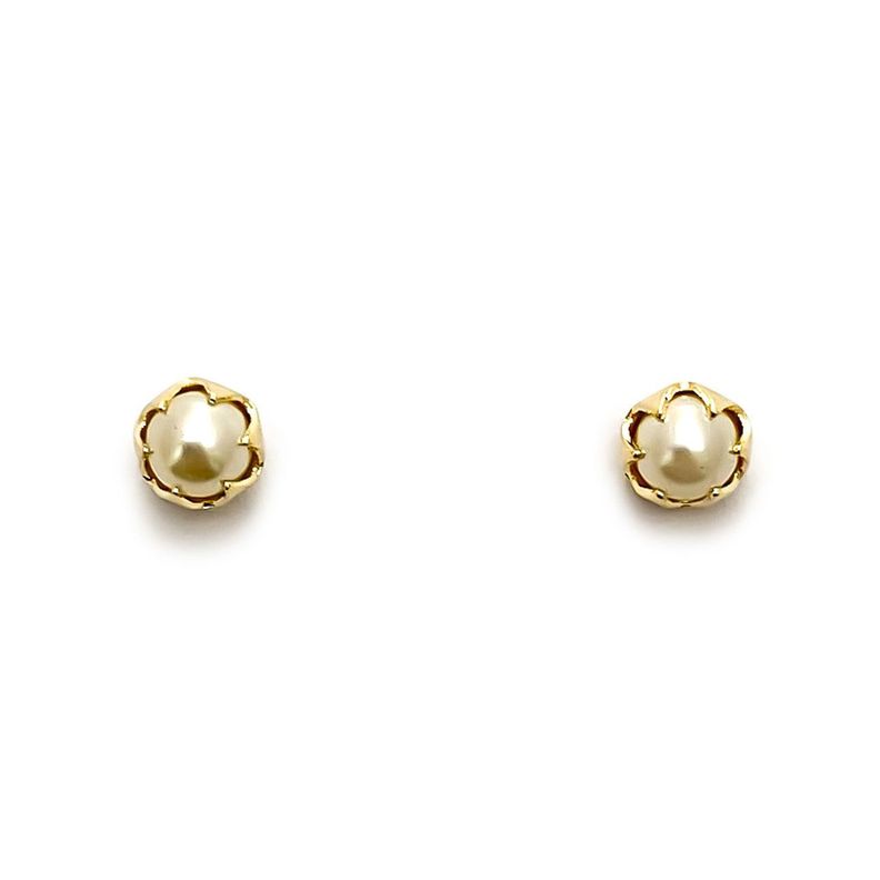 Aros Bebé Perla Sintética 4mm Enchapado Oro 18K-1