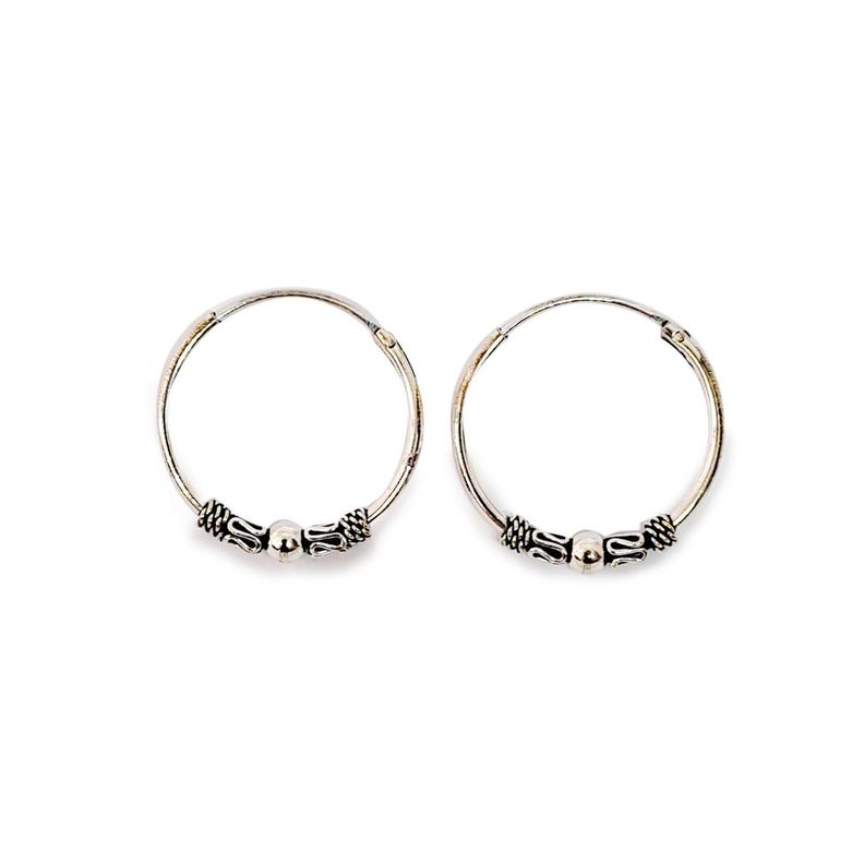 Aros Argolla Bali Envejecida 16mm Plata Fina 925-2