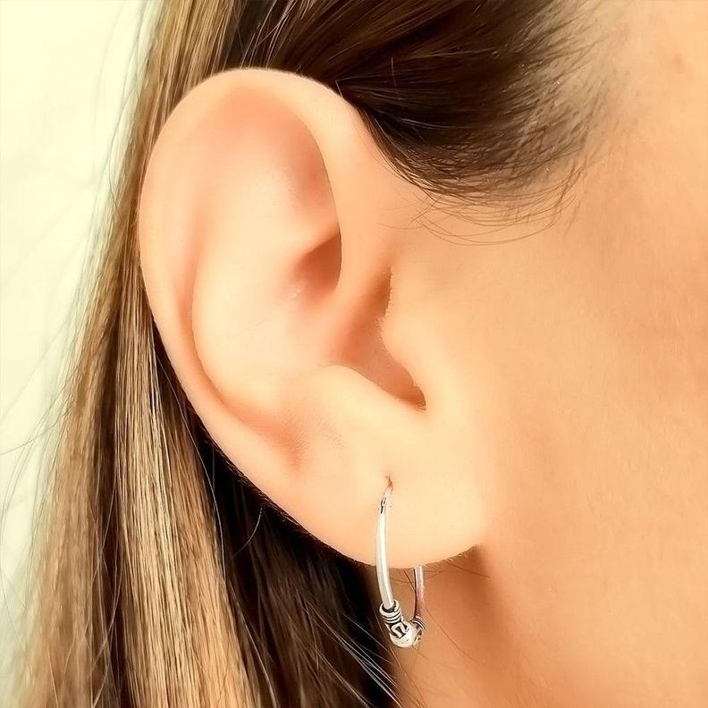 Aros Argolla Bali Envejecida 16mm Plata Fina 925-3