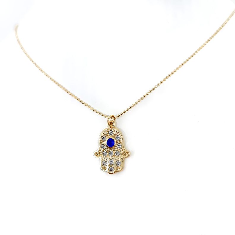 Collar Mano de Fátima Circón Enchapado Oro 18K-1