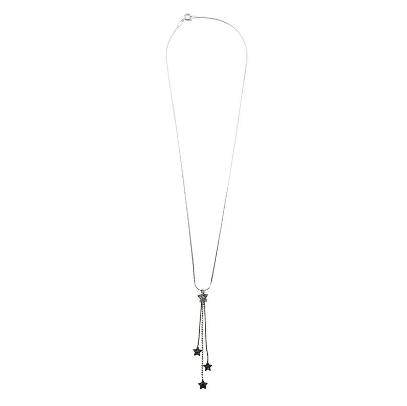 Collar Estrellas Colgantes Cadena Cola De Topo Plata Fina 925-1