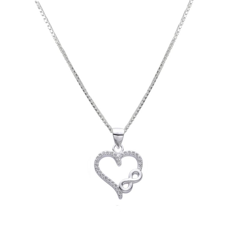 Collar Corazón Infinito Circón Plata Fina 925-0