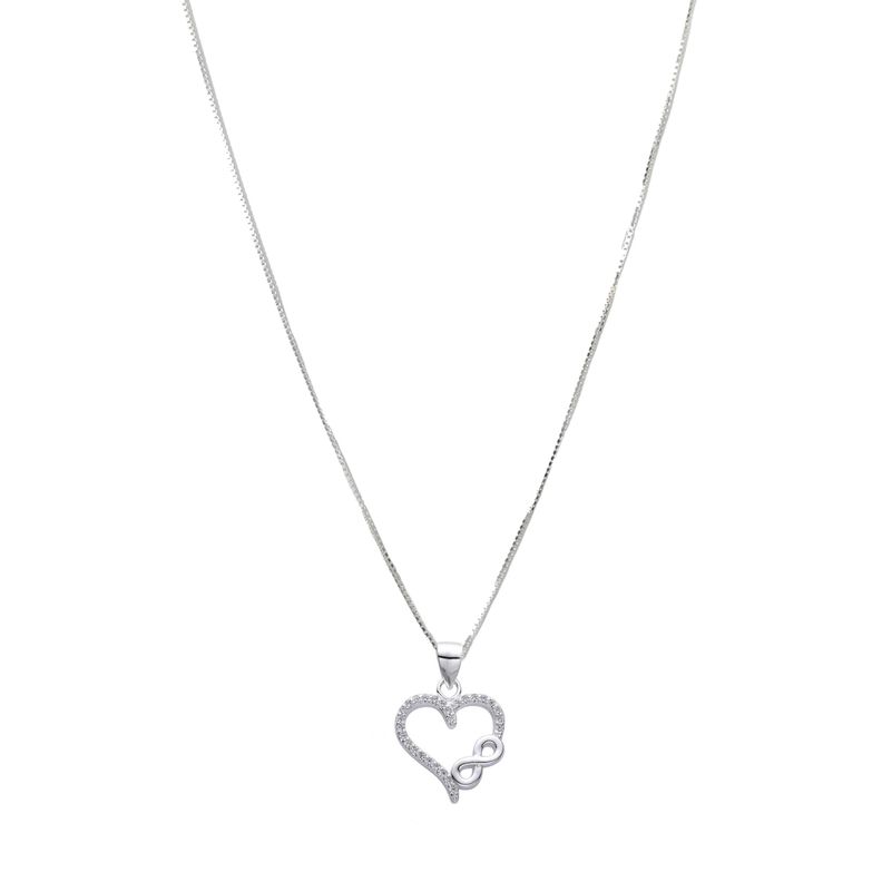 Collar Corazón Infinito Circón Plata Fina 925-1