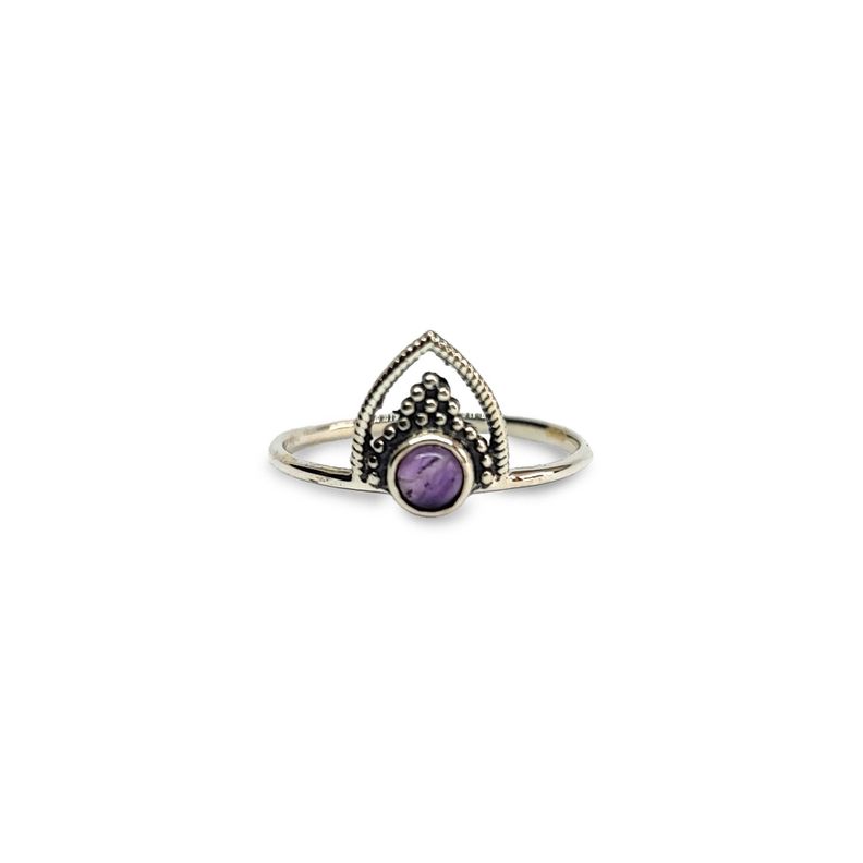 Anillo Prisha Piedra Amatista #16 Plata Fina 925-0