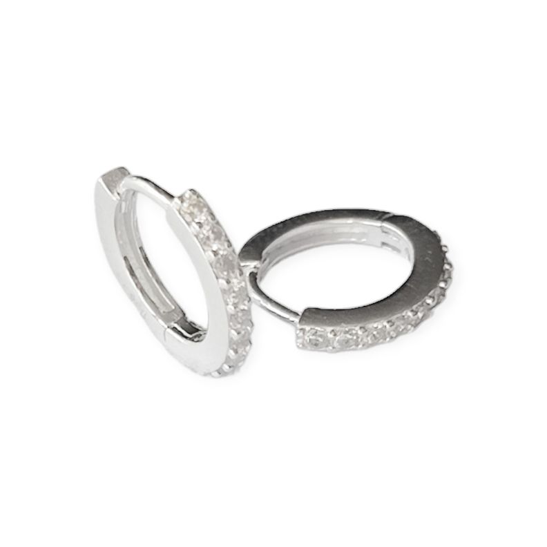 Aros Argollas Circón 14mm Plata Fina 925-0
