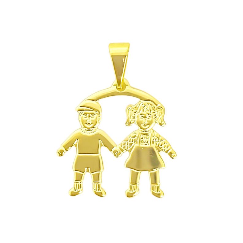 Colgante Parejas Ninos Enchapado Oro 18K