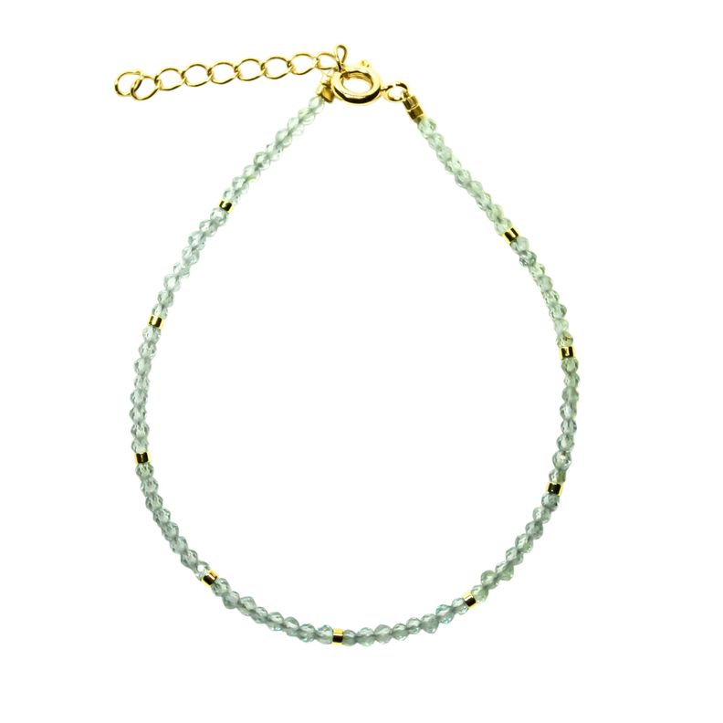 Pulsera Topacio Celeste Mostacilla Enchapado Oro 18K-0