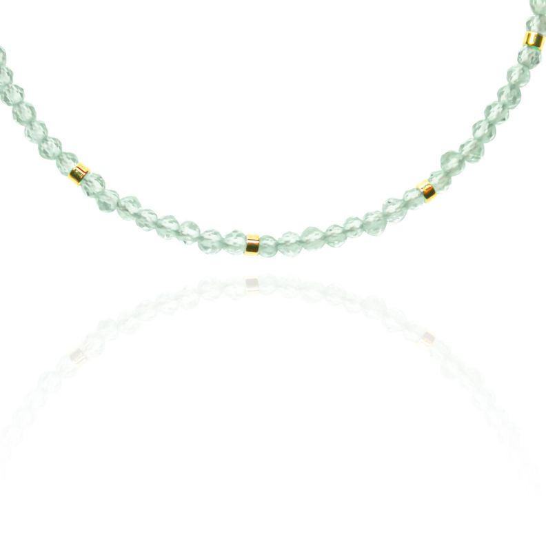 Pulsera Topacio Celeste Mostacilla Enchapado Oro 18K-1