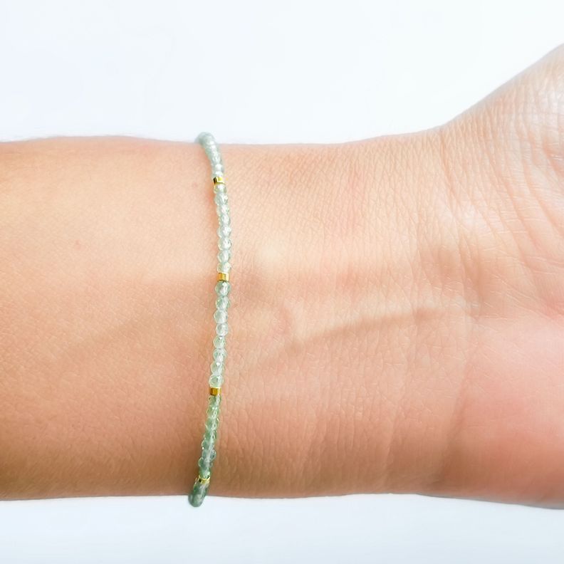 Pulsera Topacio Celeste Mostacilla Enchapado Oro 18K-3