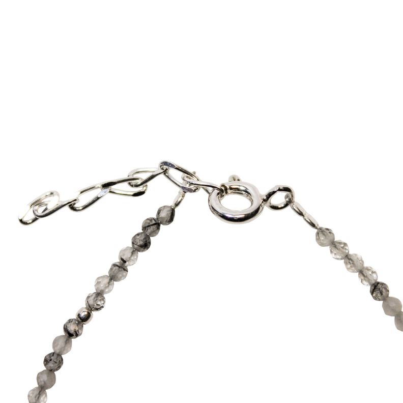 Pulsera Cuarzo Rutilado Mostacilla Plata Fina 925-2