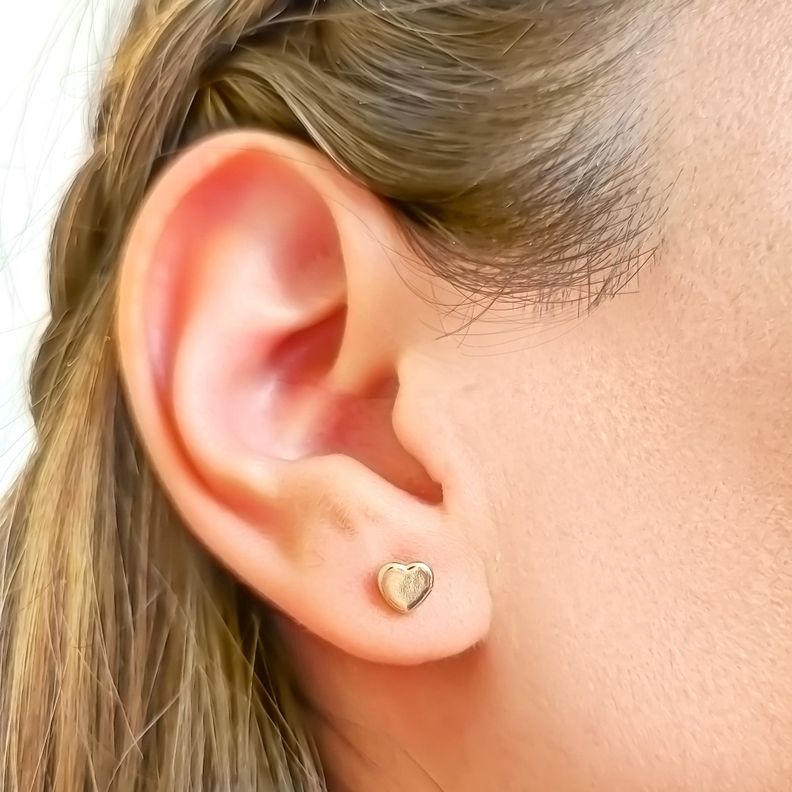 Aros Abridores Bebé Corazón Laminado Oro 18K-2