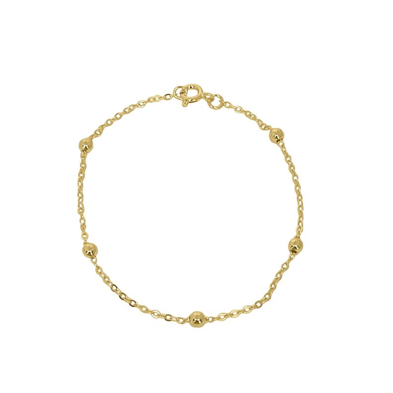 Pulsera bolitas 4mm enchapada oro 18 k-0