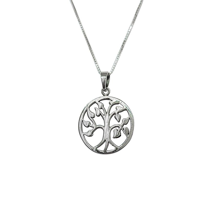 Collar Árbol De La Vida Hojas Plata Fina 925-1