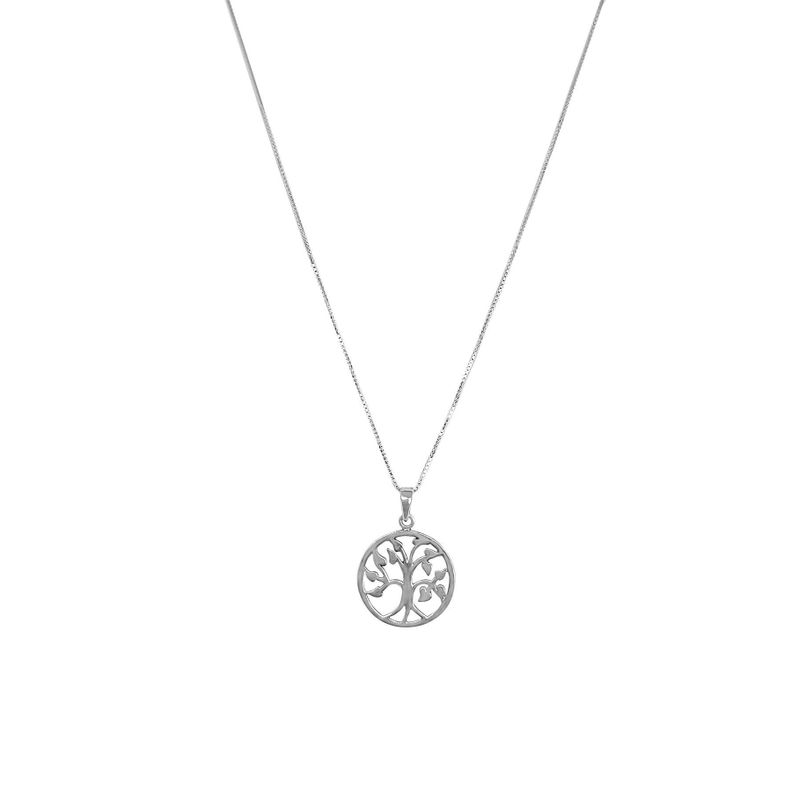 Collar Arbol De La Vida Hojas Plata Fina 925