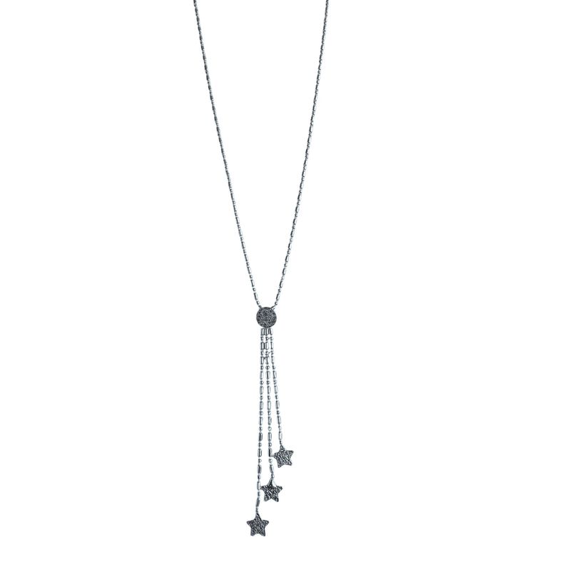 Collar Péndulo Punto Coma 3 Estrellas Plata Fina 925-0