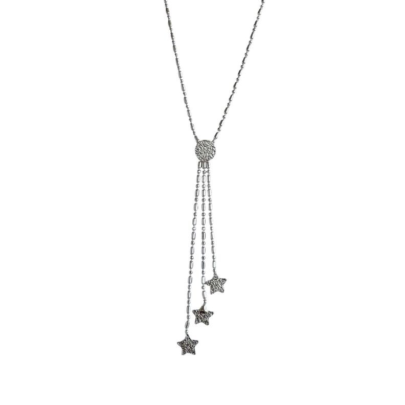 Collar Péndulo Punto Coma 3 Estrellas Plata Fina 925-2