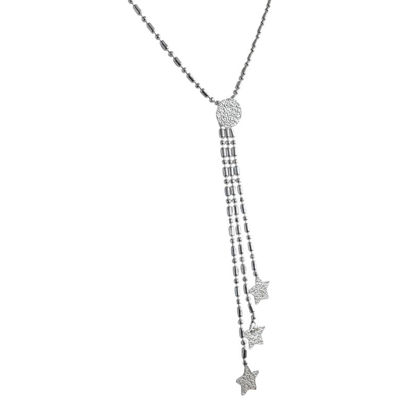 Collar Péndulo Punto Coma 3 Estrellas Plata Fina 925-3