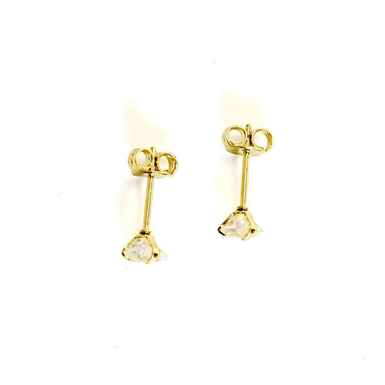Aros Punto De Luz Corazón Circón 5mm Enchapado Oro 18K-2