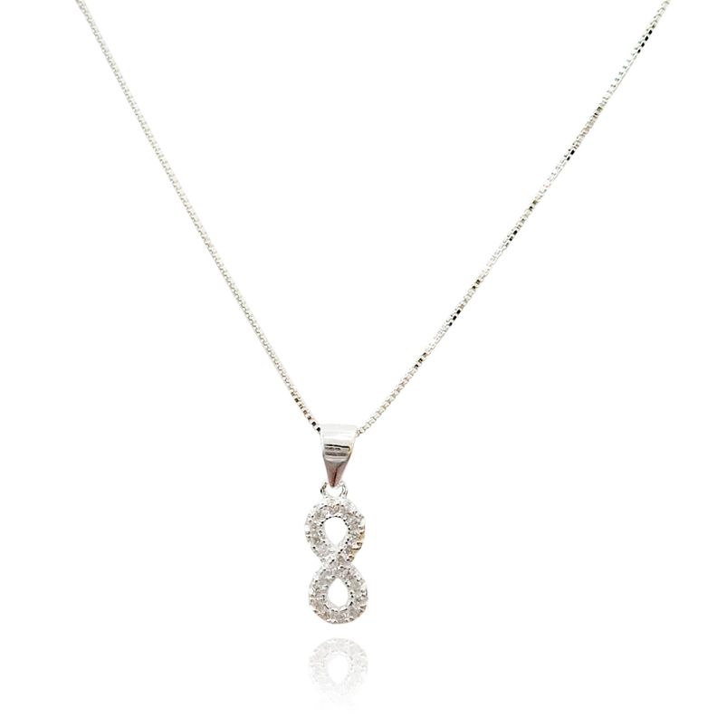 Collar Infinito Circon Veneciana Mini Plata Fina 925