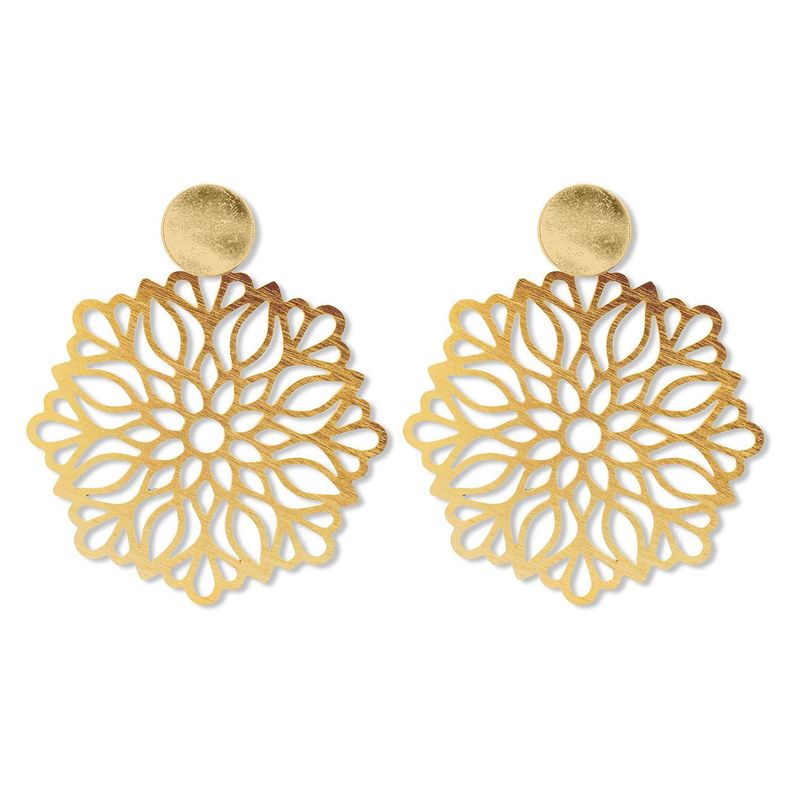 Aros Flor De Loto Mandala Enchapado Oro 18K A-0