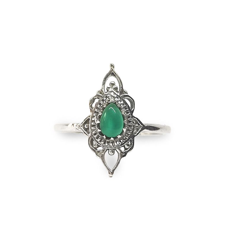Anillos Ishani Piedra Ónix Verde Plata Fina 925-0