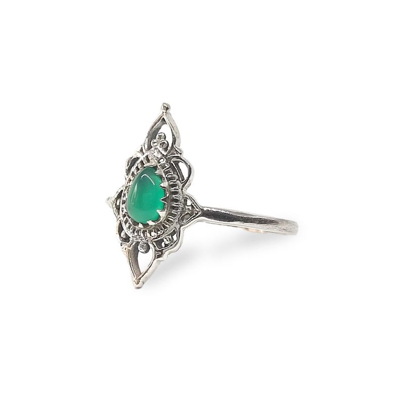 Anillos Ishani Piedra Ónix Verde Plata Fina 925-1