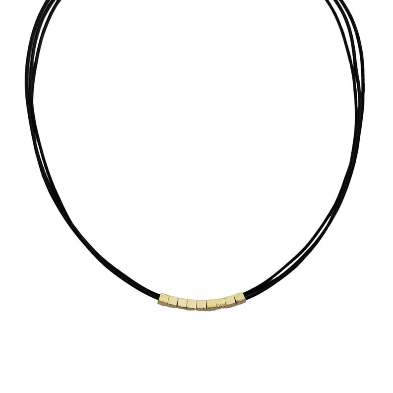 Collar Cordón Mostacillas Enchapado Oro 18K-0