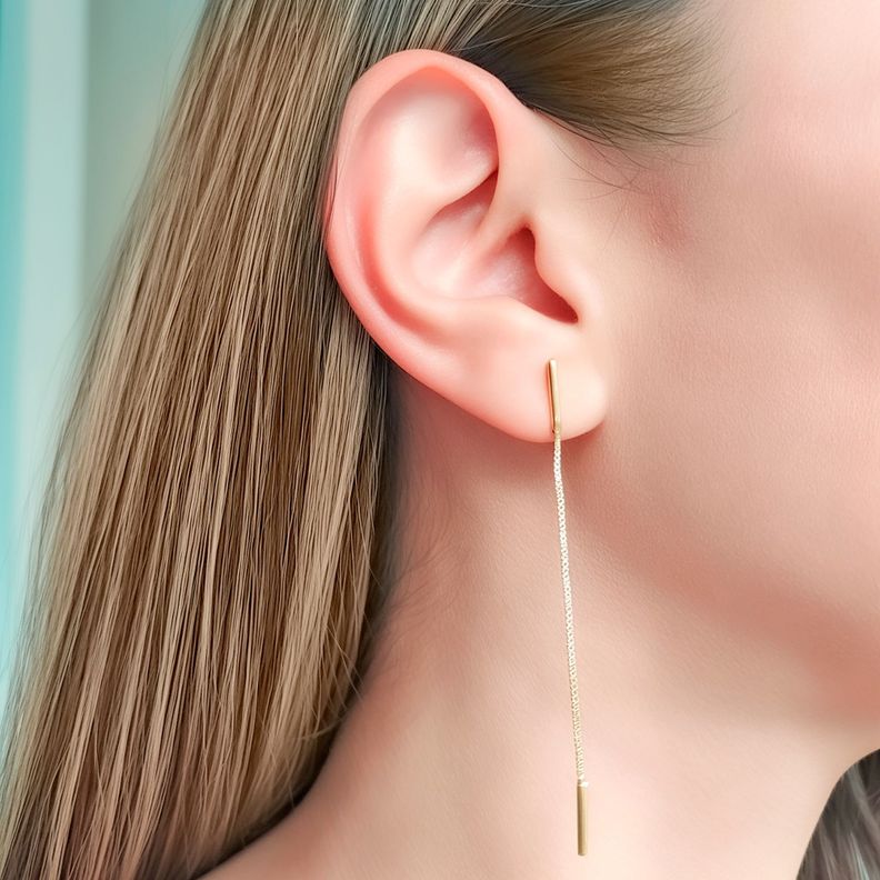 Aros Delia Cadena Palito Enchapado Oro 18K-3