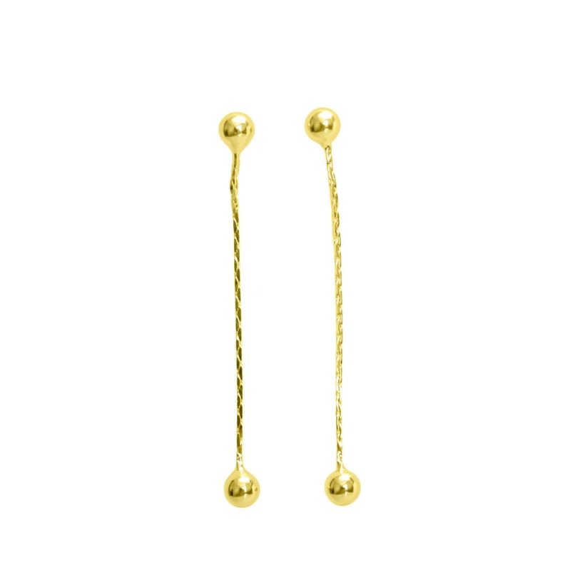 Aros Meche Largo Cadena Bolitas Enchapado Oro 18K-0