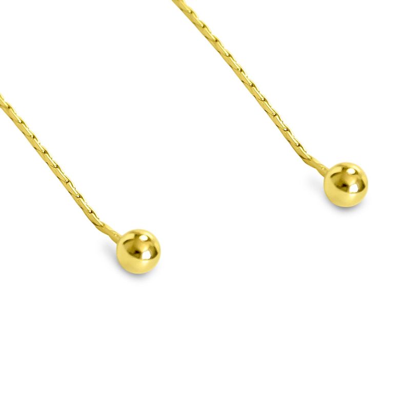 Aros Meche Largo Cadena Bolitas Enchapado Oro 18K-1