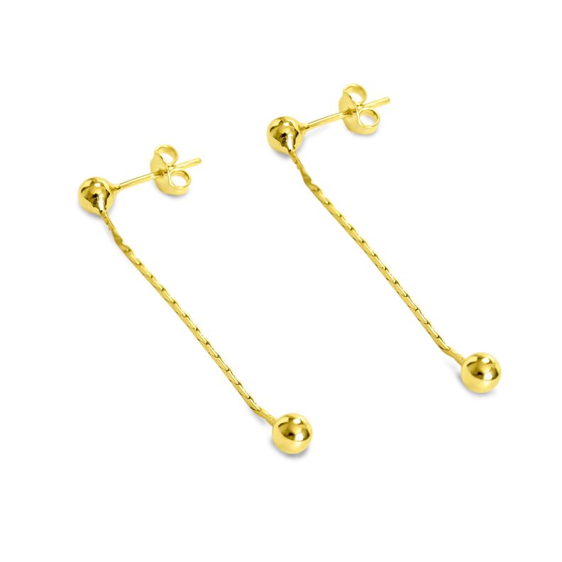 Aros Meche Largo Cadena Bolitas Enchapado Oro 18K-2