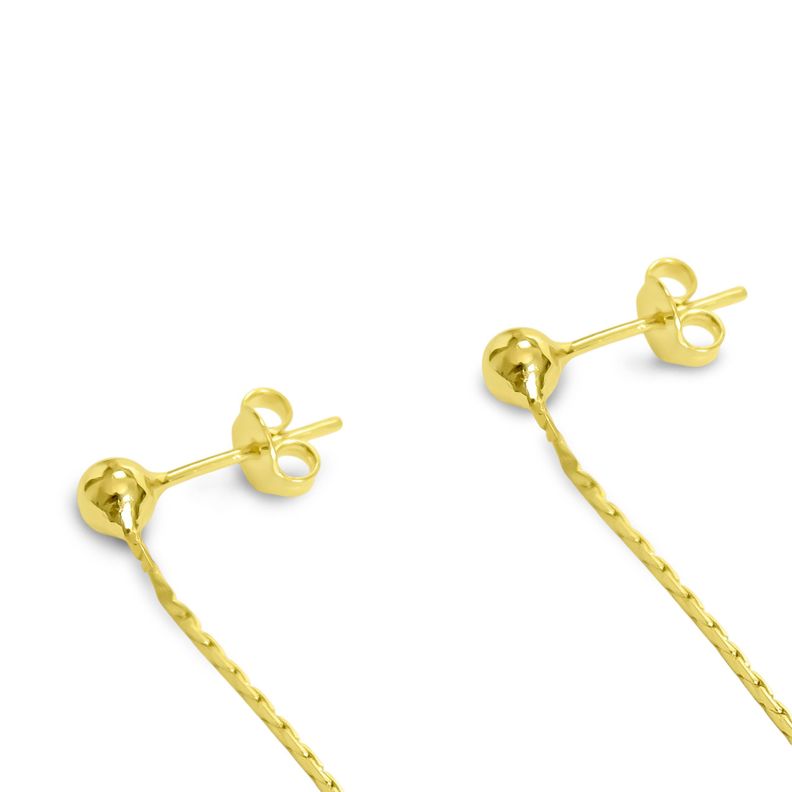 Aros Meche Largo Cadena Bolitas Enchapado Oro 18K-3