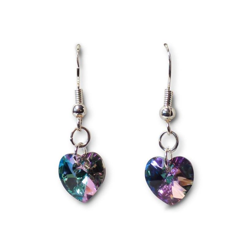 Aros Corazon Cristal Austriaco Vitrail Claro Plata Fina 925